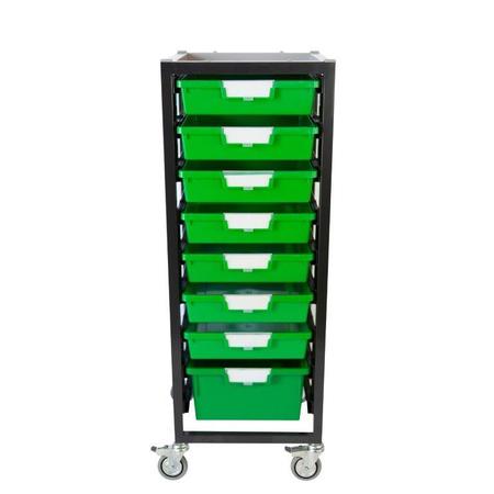 STORSYSTEM Commercial Grade Mobile Bin Storage Cart with 8 Green High Impact Polystyrene Bins/Trays CE2097DG-7S1DPG